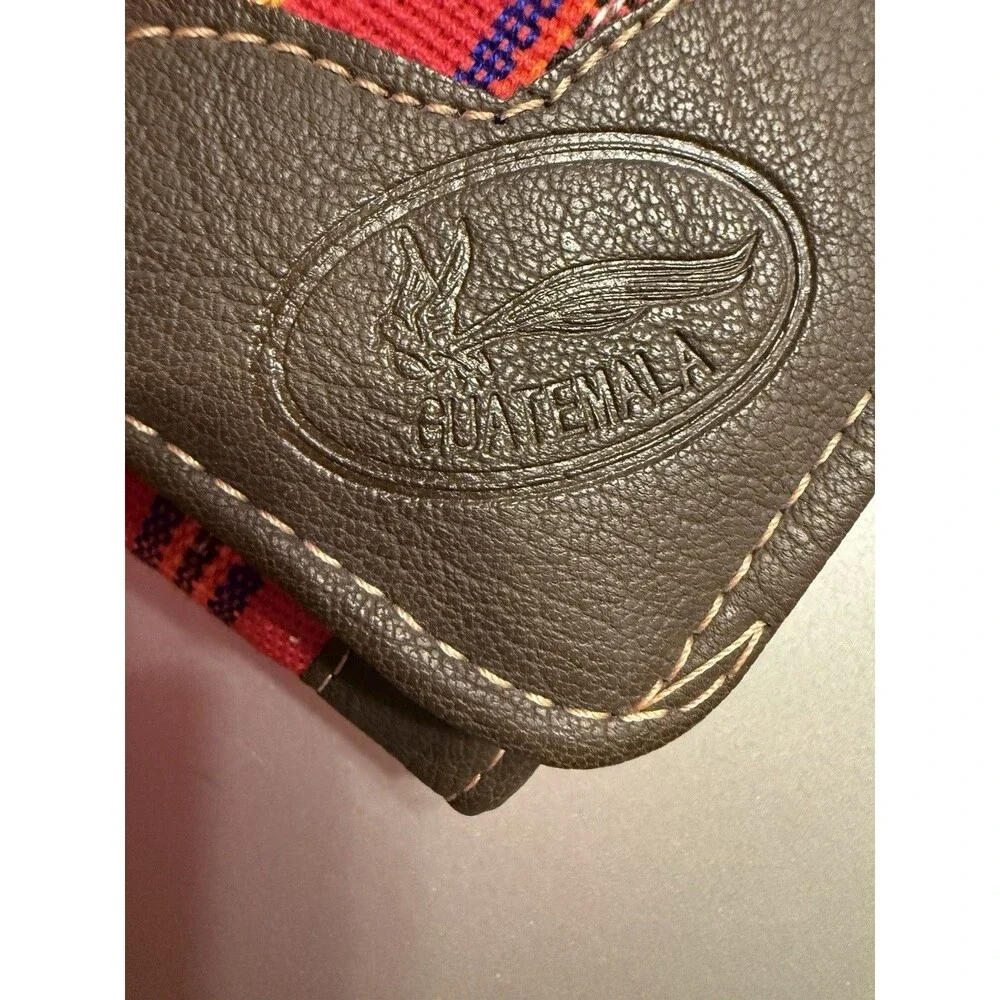 NEW Guatemalan Huipil Wallet Handcrafted Brown Leather Embroidered Multicolor